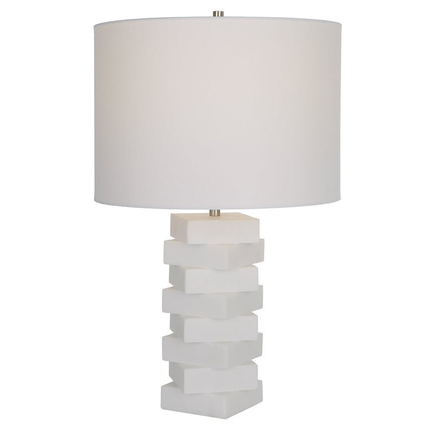 Ascent White Geometric Table Lamp