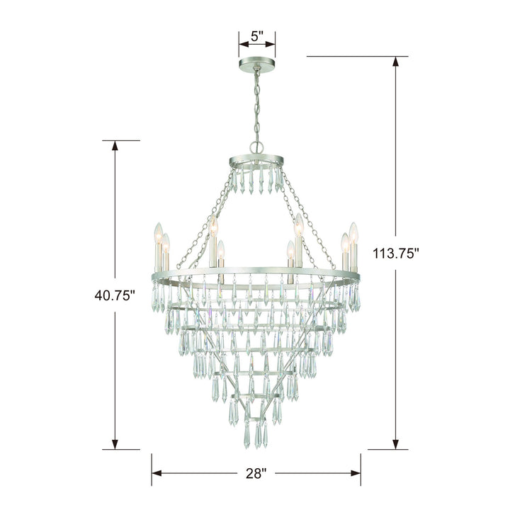 Crystorama Lucille 8 Light Antique Silver Chandelier