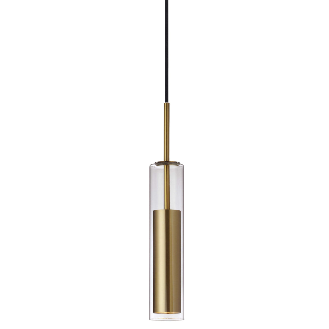 Dainolite 6W Pendant, Aged Brass Finish with Clear Glass