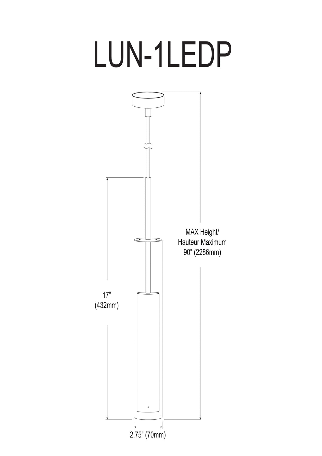 Dainolite 6W Pendant, Aged Brass Finish with Clear Glass