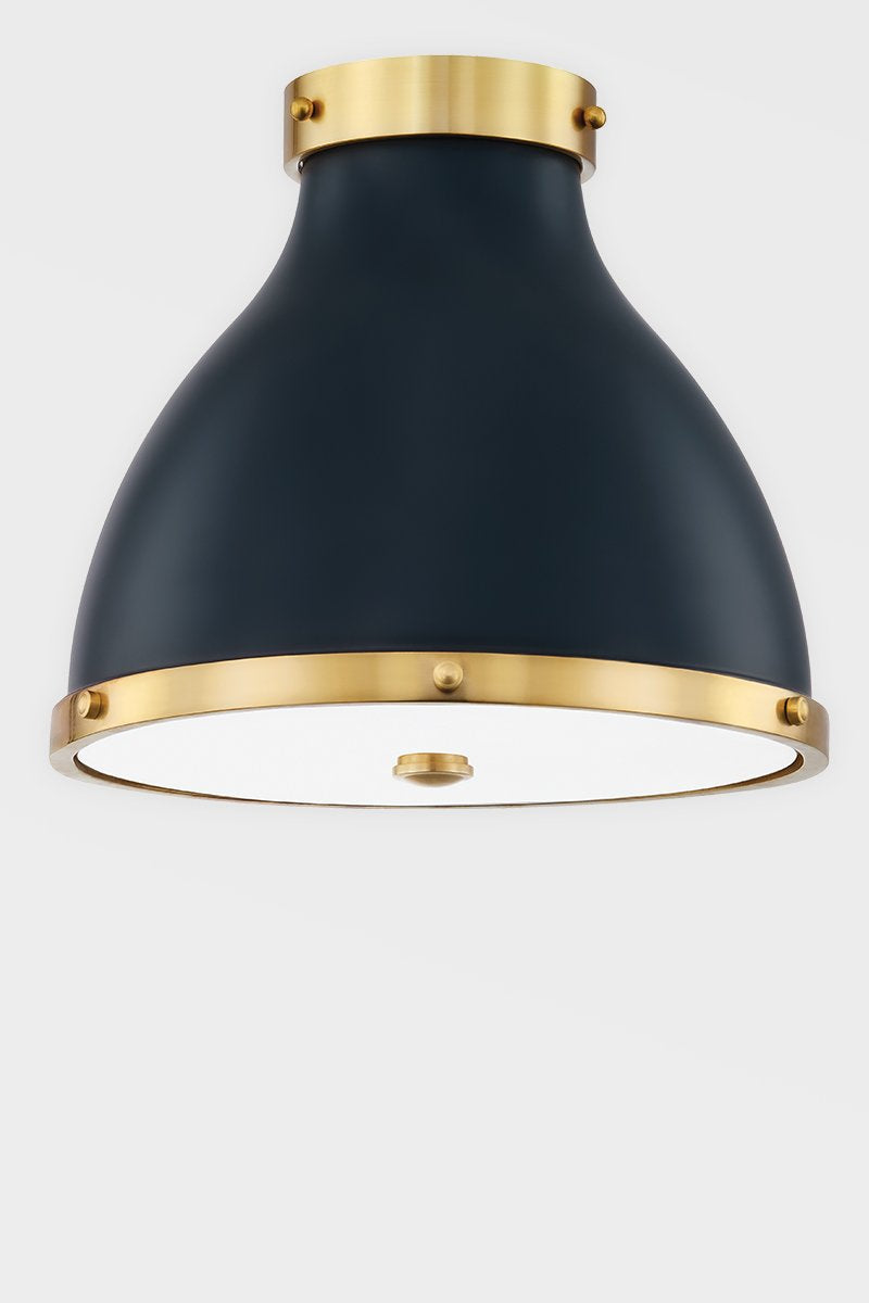 Painted No. 3 Flush Mount - Aged Brass/Darkest Blue