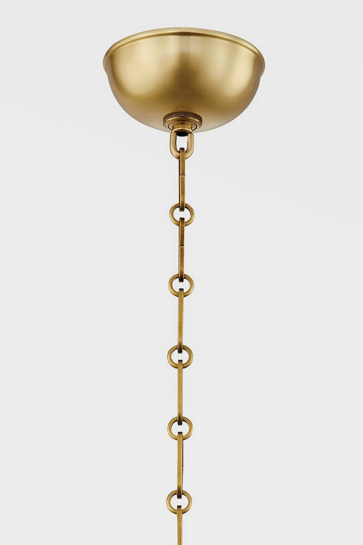 Painted No. 3 2 Light Pendant - Aged Brass/Off White