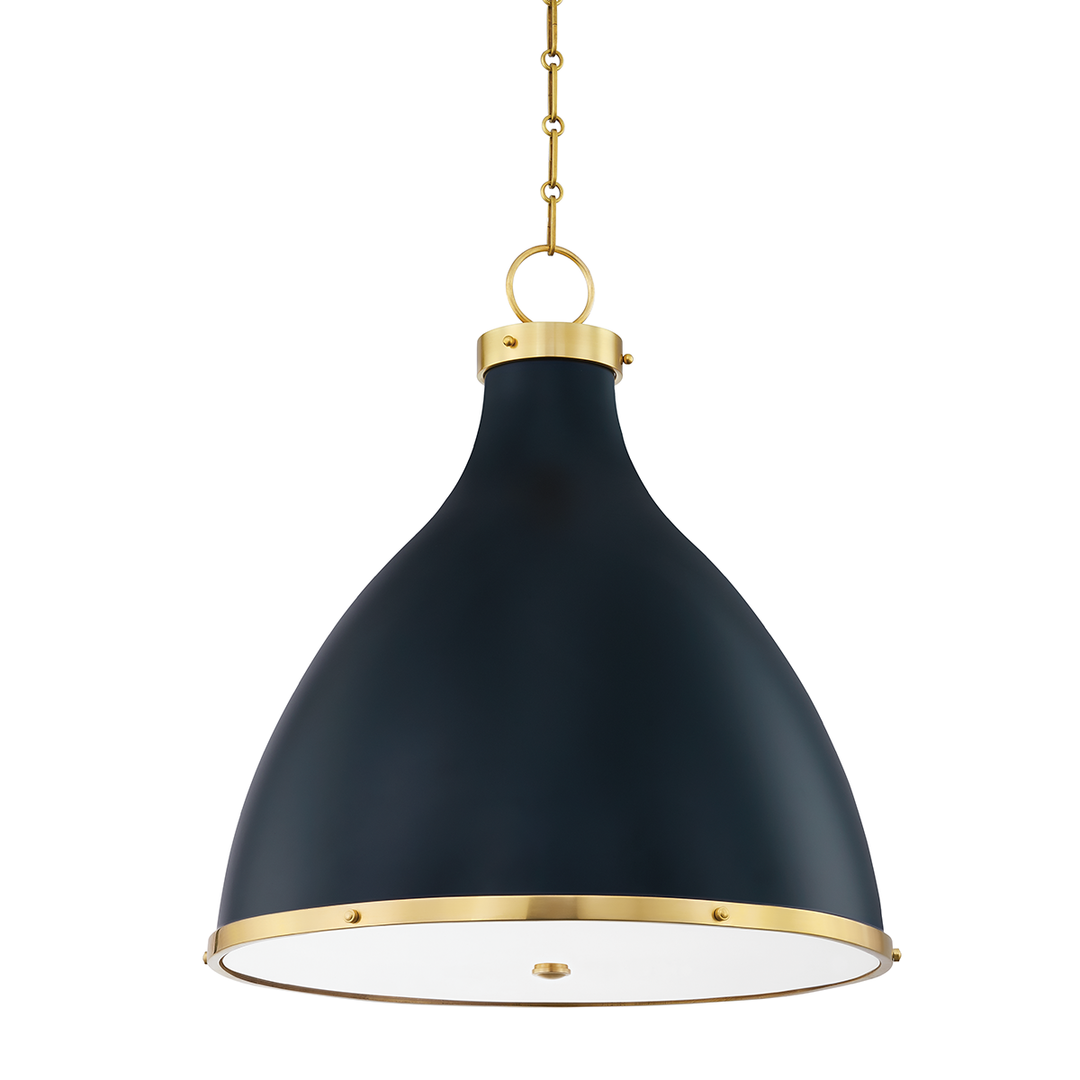 Painted No. 3 3 Light Pendant - Aged Brass/Darkest Blue