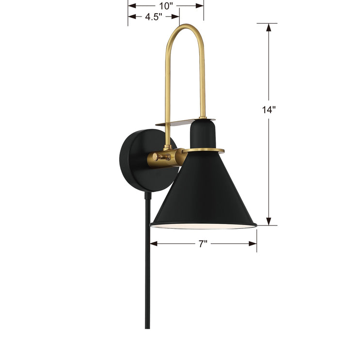 Crystorama Medford 1 Light Matte Black Sconce