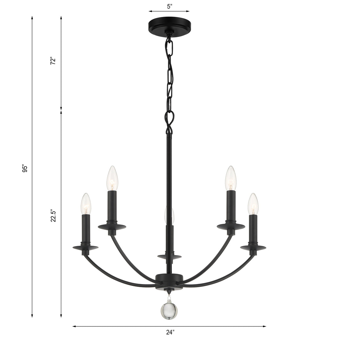 Crystorama Mila 5 Light Black Chandelier