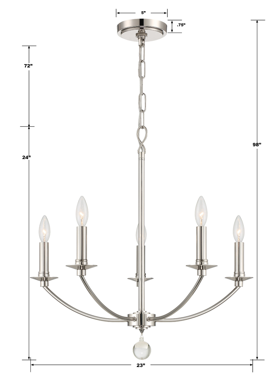 Crystorama Mila 5 Light Black Chandelier