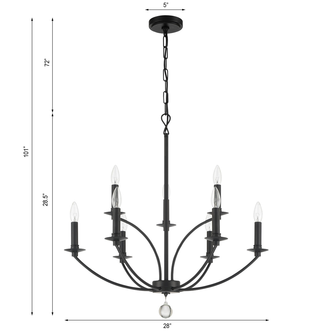 Crystorama Mila 9 Light Black Chandelier