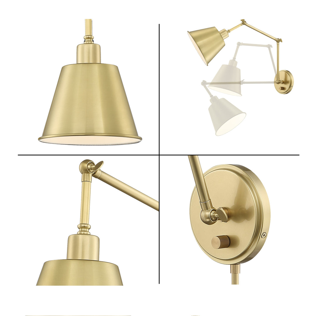 Crystorama Mitchell 1 Light Aged Brass Task Sconce