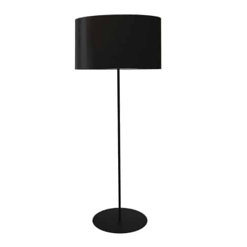 Dainolite 1 Light Drum Floor Lamp with Black Shade Aged Brass