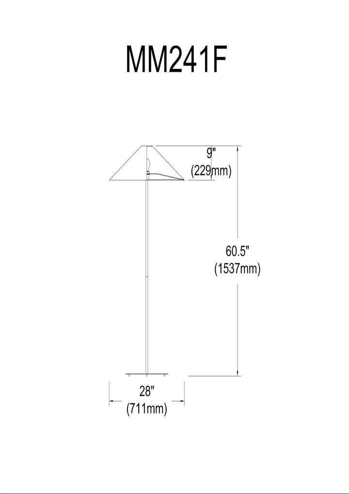 Dainolite 1 Light Floor Lamp w/ Black-Gold Tapered Shade