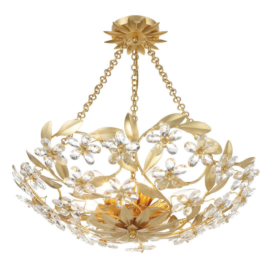 Crystorama Marselle 6 Light Antique Gold Semi Flush Mount