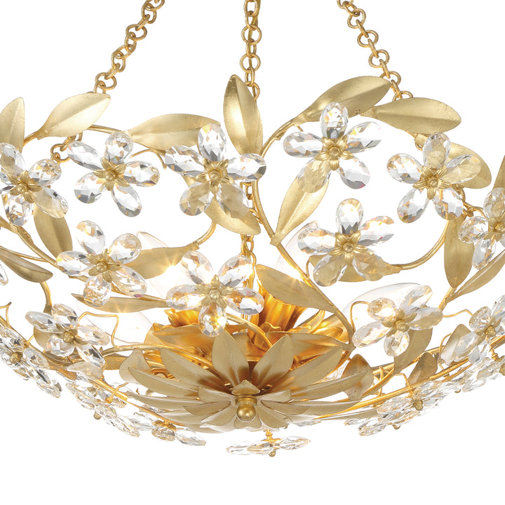 Crystorama Marselle 6 Light Antique Gold Semi Flush Mount