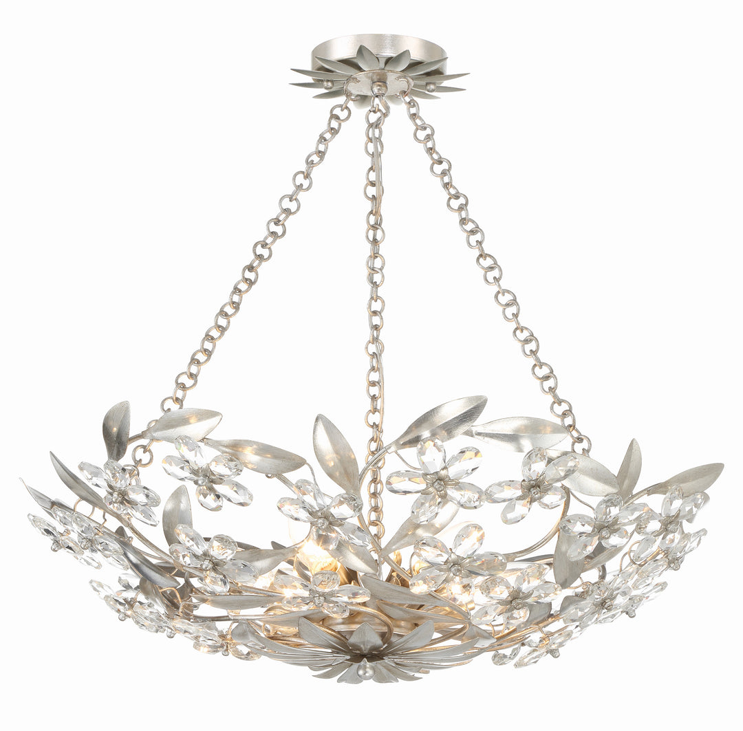 Crystorama Marselle 6 Light Antique Gold Semi Flush Mount