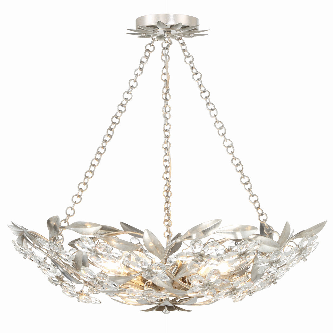 Crystorama Marselle 6 Light Antique Gold Semi Flush Mount