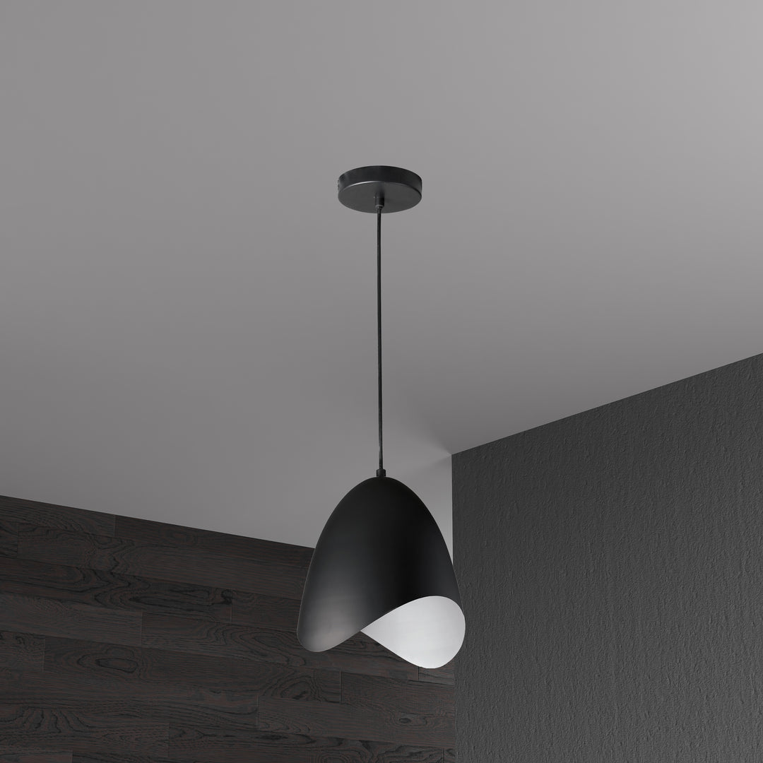 Dainolite 1 Light Pendant, Black Finish