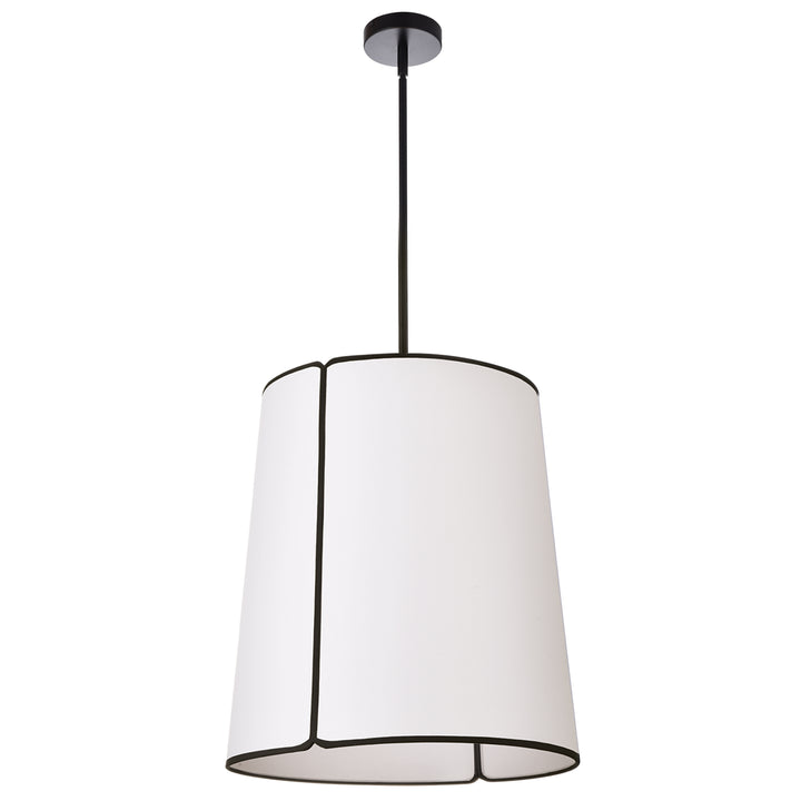 Dainolite 3 Light Notched Pendant, Matte Black White Shade and Diffuser