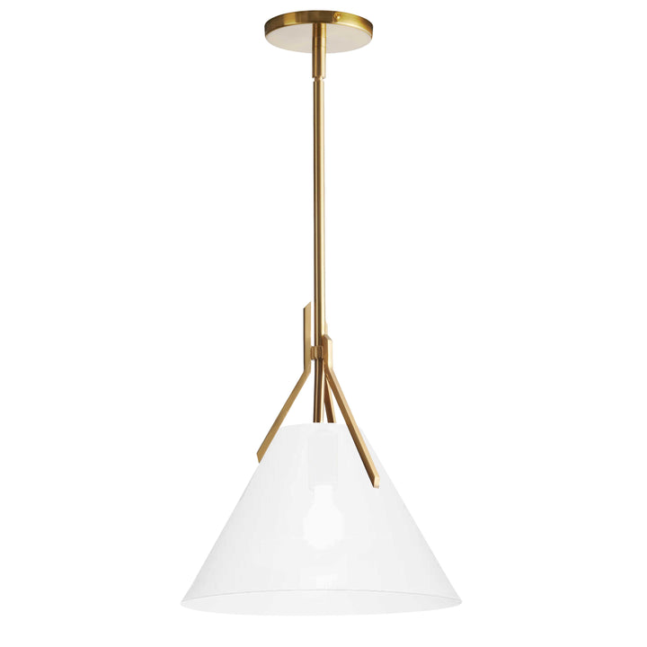 Dainolite 1 Light Incandescent Pendant, Aged Brass with Opal Glass