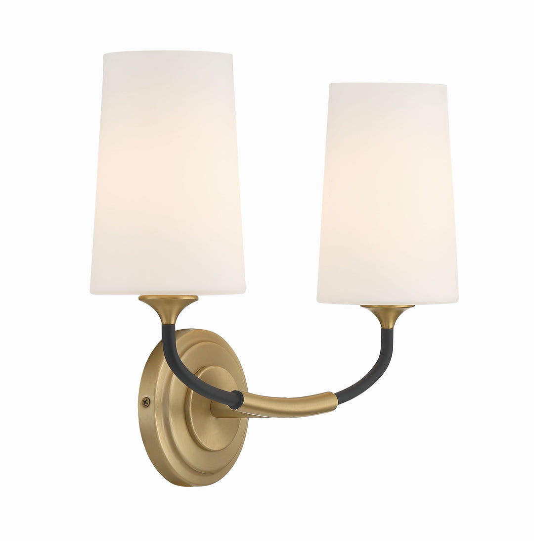 Crystorama Niles 2 Light Black Forged + Modern Gold Sconce