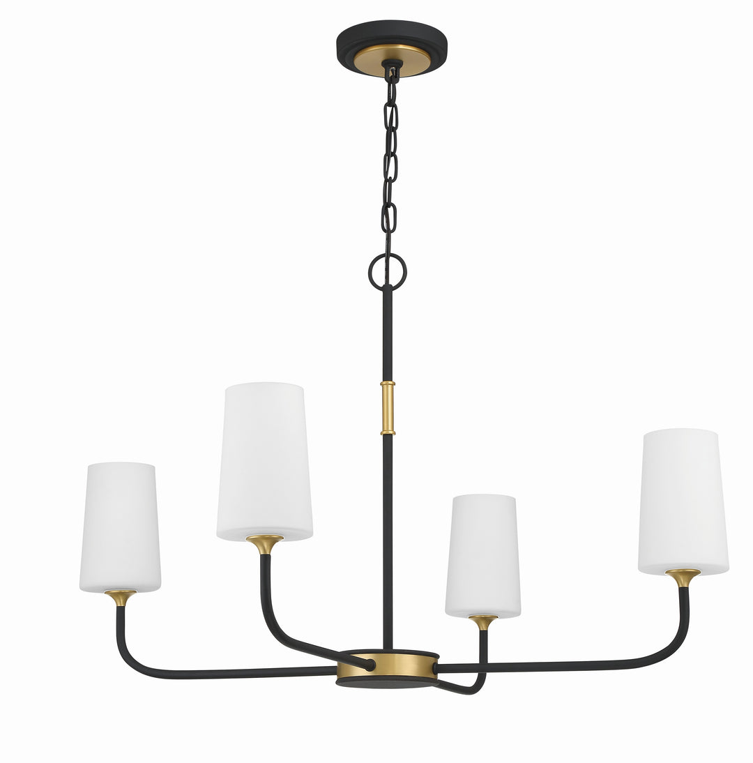 Crystorama Niles 4 Light Black Forged + Modern Gold Chandelier