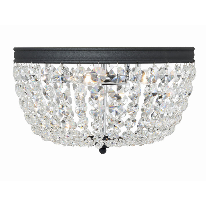 Crystorama Nola 3 Light Black Forged Flush Mount