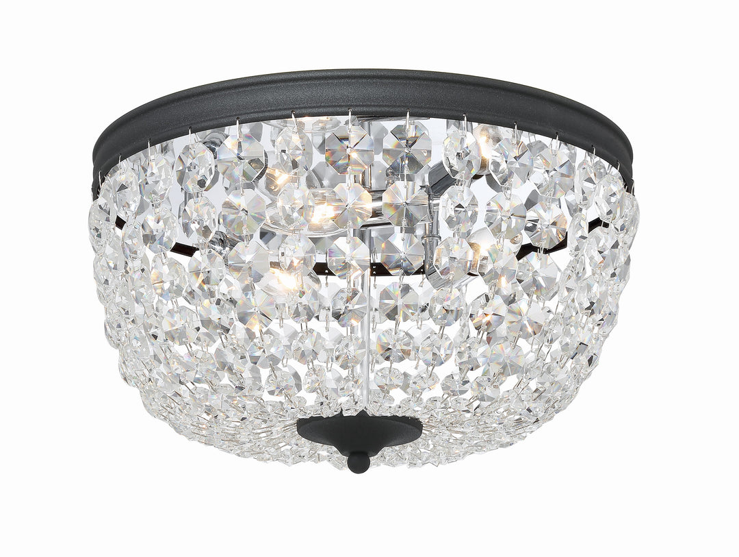 Crystorama Nola 3 Light Black Forged Flush Mount