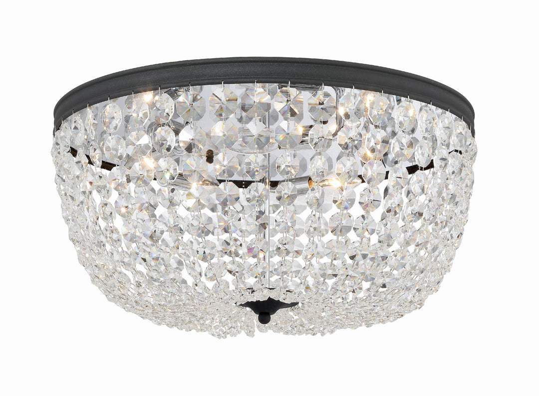 Crystorama Nola 5 Light Black Forged Flush Mount