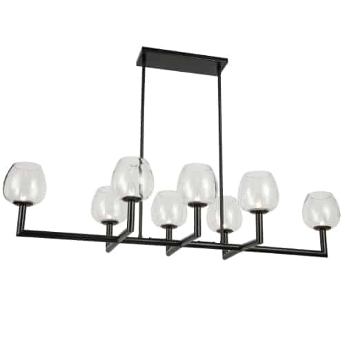 Dainolite 8 Light Incandescent Matte Black Horizontal Chandelier