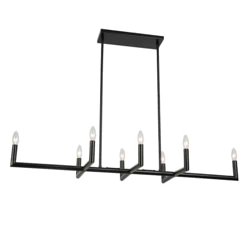 Dainolite 8 Light Incandescent Matte Black Horizontal Chandelier