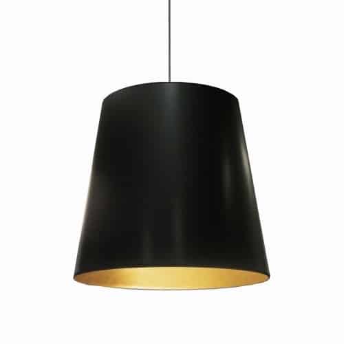 Dainolite 1 Light Tapered Drum Pendant with Black on Gold Shade