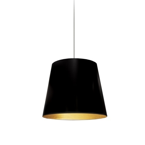 Dainolite 1 Light Tapered Drum Pendant with Black on Gold Shade