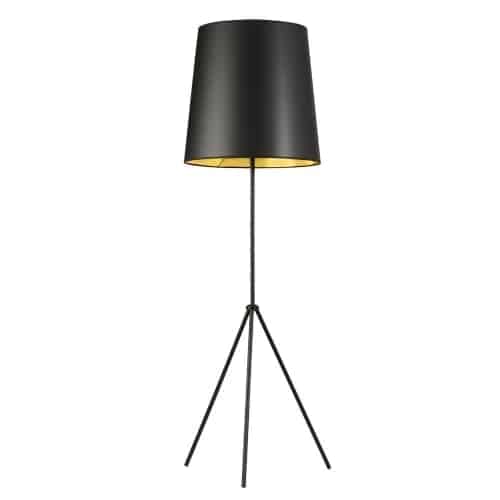 Dainolite 3 Leg Tapered Drum Floor Lamp, Matte Black