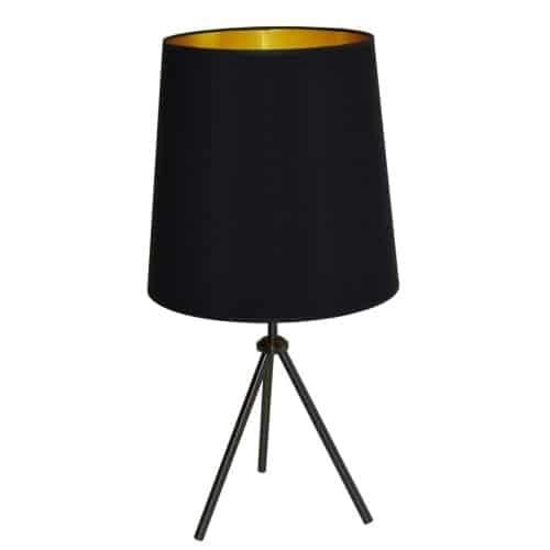 Dainolite 1 Light 3 Leg Drum Table Fixture w/Black-Gold Shade