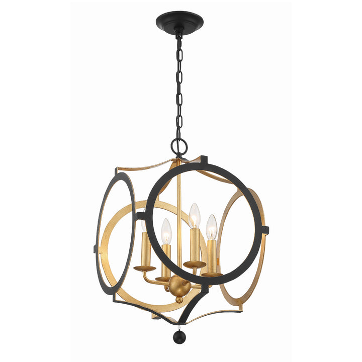 Crystorama Odelle 4 Light Black + Antique Gold Chandelier