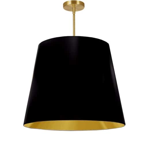 Dainolite 1 Light Oversized Drum Pendant Large Black/Gold Shade