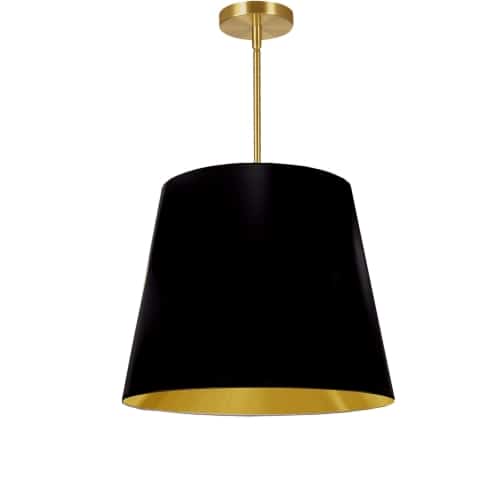 Dainolite 1 Light Oversized Drum Pendant Medium Black/Gold Shade