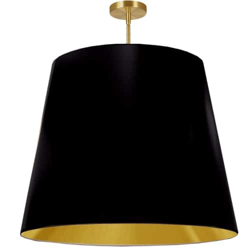 Dainolite 1 Light Oversized Drum Pendant X-Large Black/Gold Shade