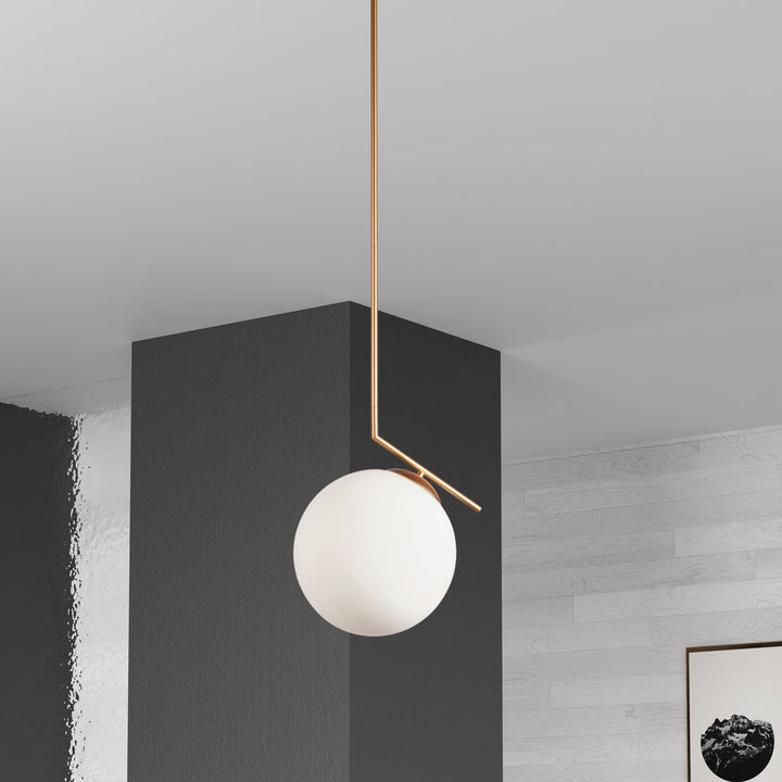 Dainolite 1 Light Incandescent Pendant, Matte Black with Opal Glass