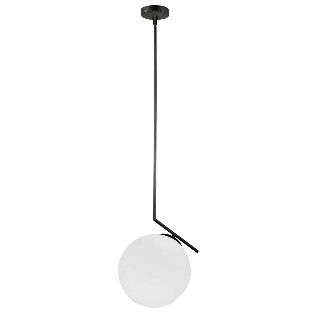 Dainolite 1 Light Incandescent Pendant, Matte Black with Opal Glass