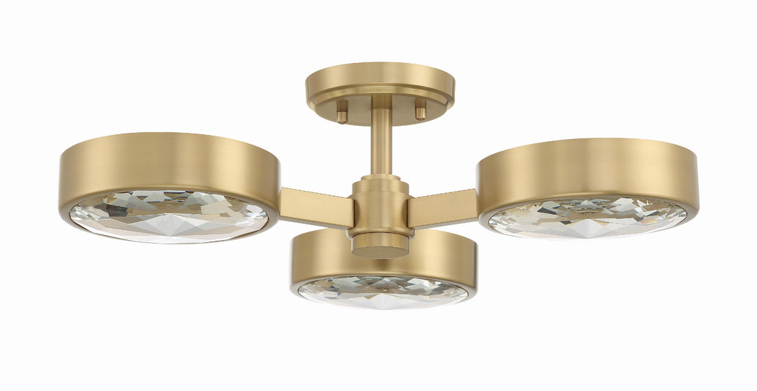 Crystorama Orson 3 Light Modern Gold Semi Flush Mount