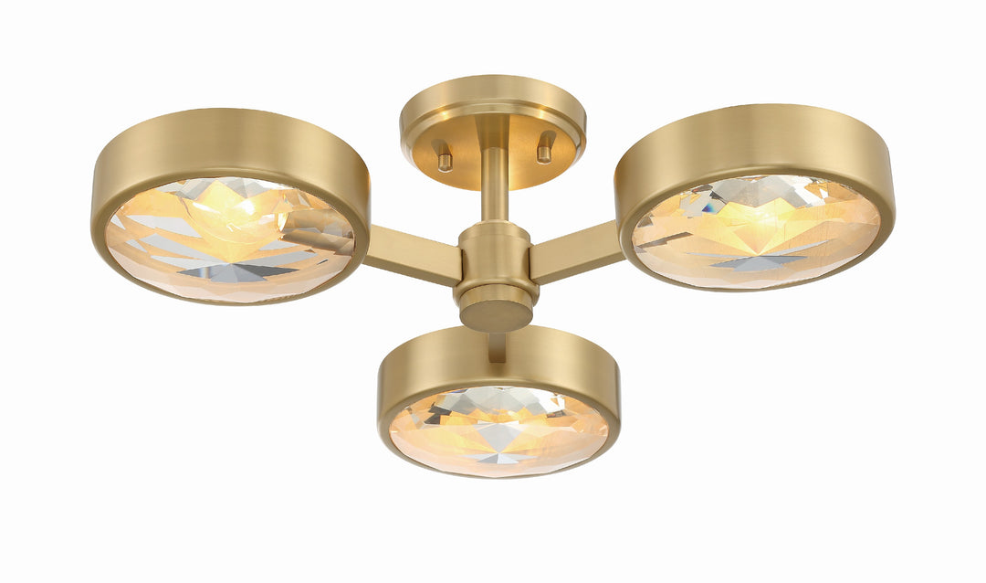 Crystorama Orson 3 Light Modern Gold Semi Flush Mount