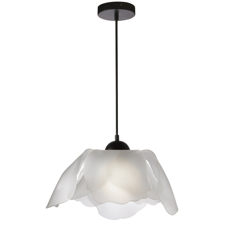 Dainolite 1 Light Incandescent Pendant, Matte Black w/ FR Acrylic Diffuser