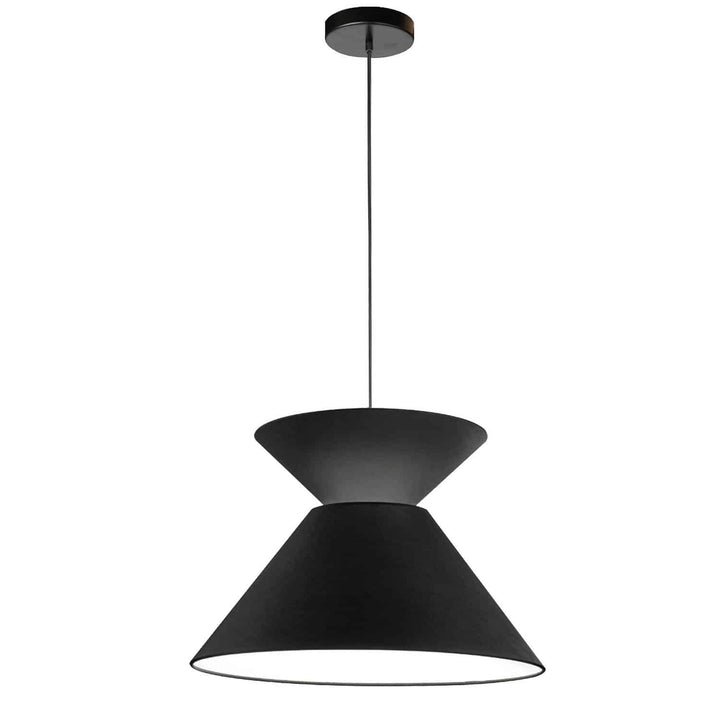 Dainolite 1 Light Patricia Pendant, Matte Black with Black/Silver Shade