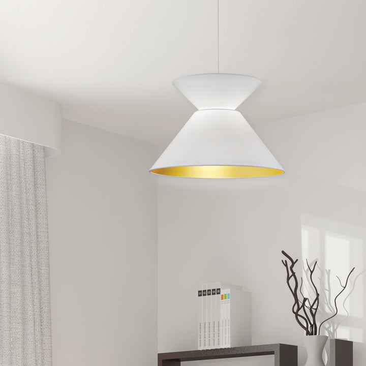 Dainolite 1 Light Patricia Pendant, Matte Black with Black/Silver Shade