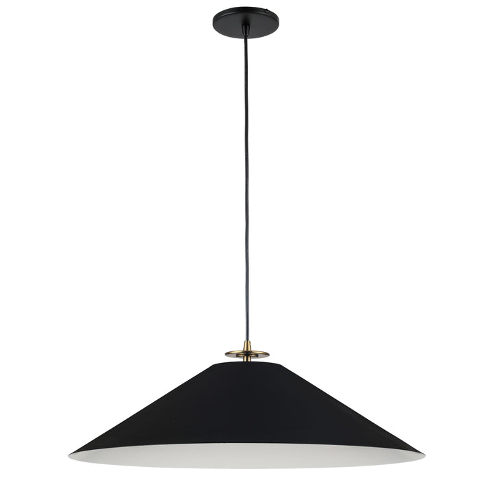 Dainolite 1 Light Incandescent Pendant, Aged Brass and Matte Black