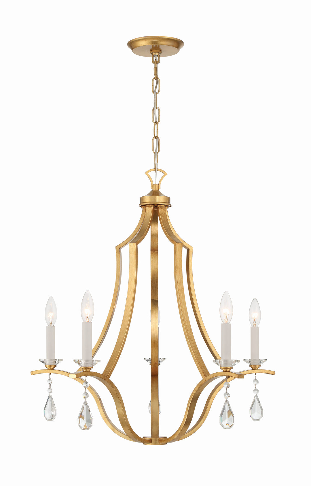 Crystorama Perry 5 Light Antique Gold Chandelier