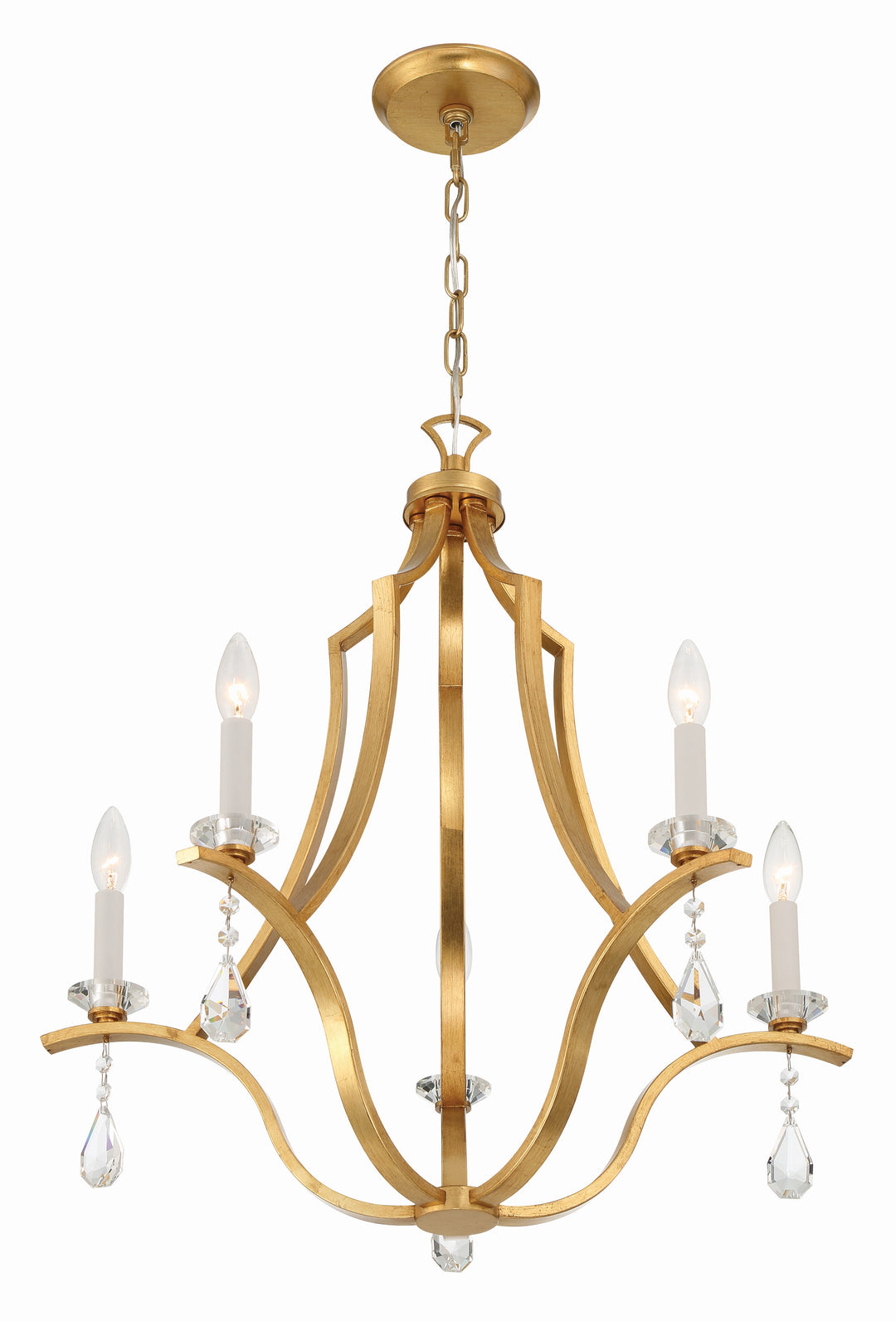 Crystorama Perry 5 Light Antique Gold Chandelier