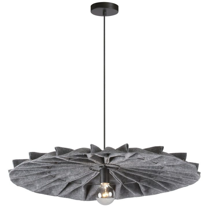 Dainolite 1 Light Incandescent Pendant, Matte Black with Grey Felt Shade