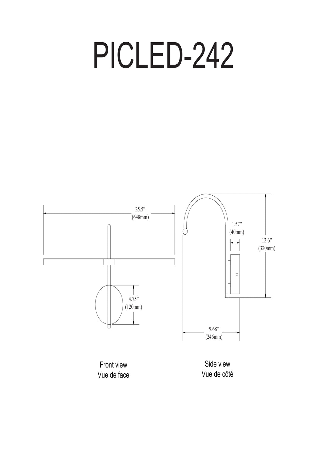 Dainolite 10W LED Picture Light Aged Brass Finish