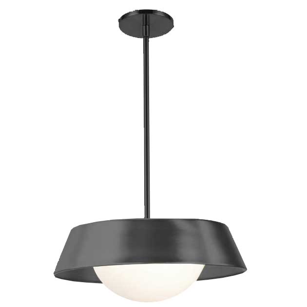 Dainolite 10W Pendant, Matte Black w/ Opal Glass