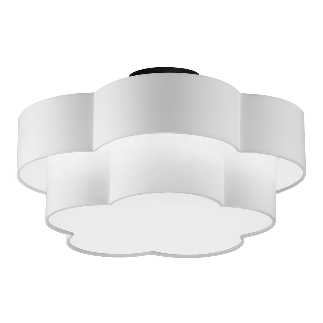 Dainolite 3 Light Incandescent Flush Mount, Matte Black with Black Shade